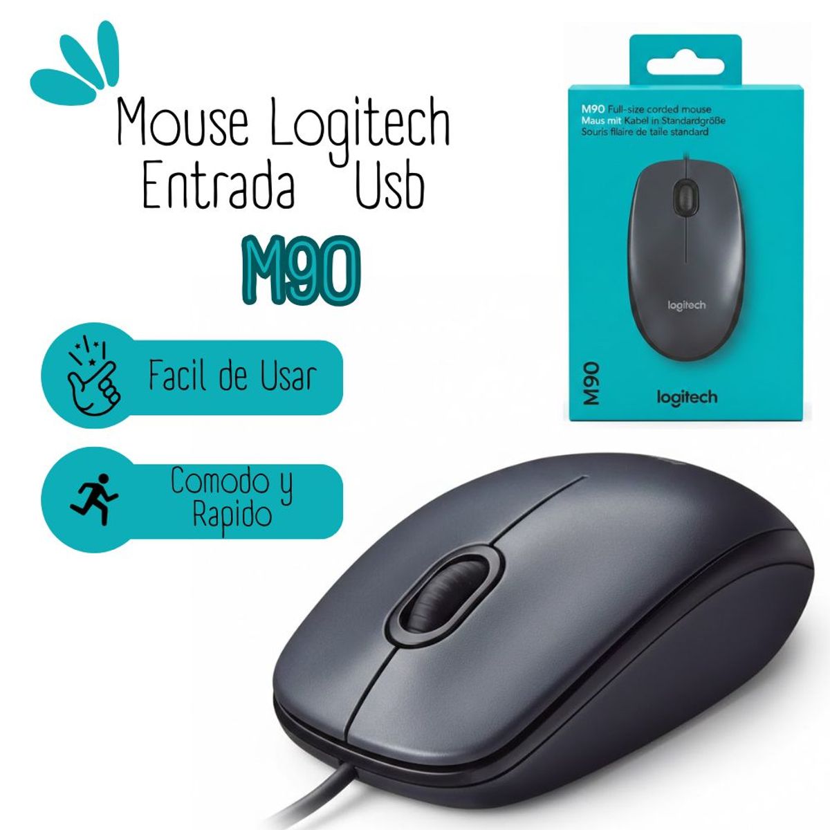 LOGITECH - Mouse Logitech M90 USB Cable