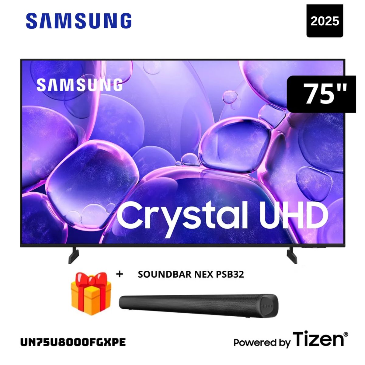 SAMSUNG - TELEVISOR SAMSUNG CRYSTAL UHD 75 4K Smart TV UN75U8000FGXPE + SOUNDBAR NEX