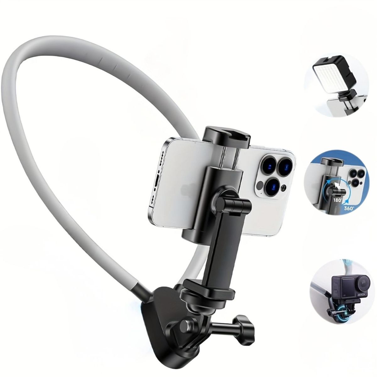 OEM - Soporte de cuello para celular y cámara de acción con ajuste 360° para grabación POV