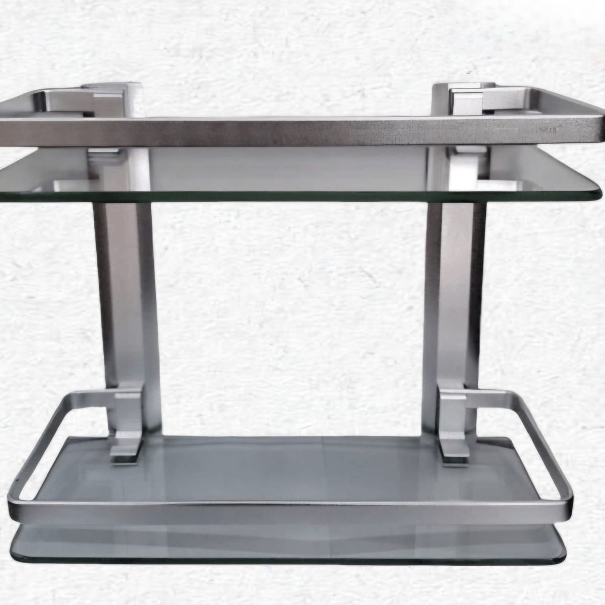 GENERICO - REPISA DOBLE DE VIDRIO Y ACERO INOXIDABLE