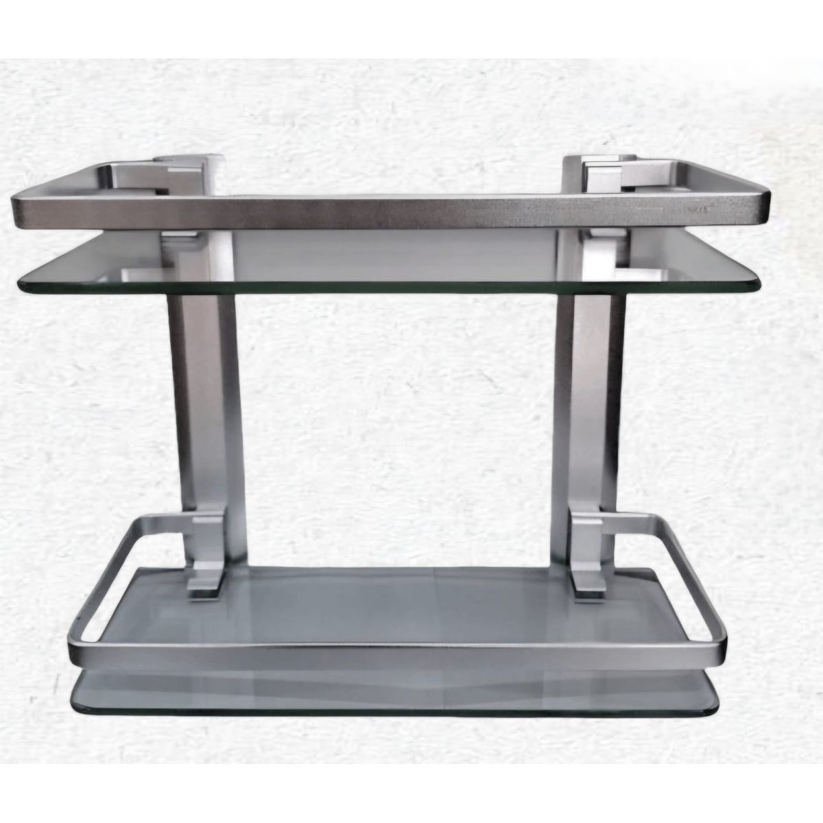 GENERICO - REPISA DOBLE DE VIDRIO Y ACERO INOXIDABLE