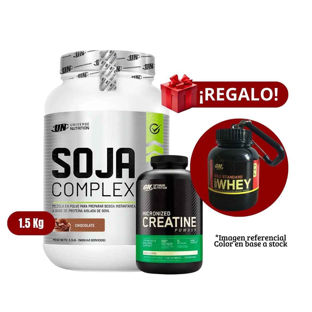 UNIVERSE NUTRITION - Soja Complex 15Kg Chocolate+Optimum Nutrition 600g+Portaproteína