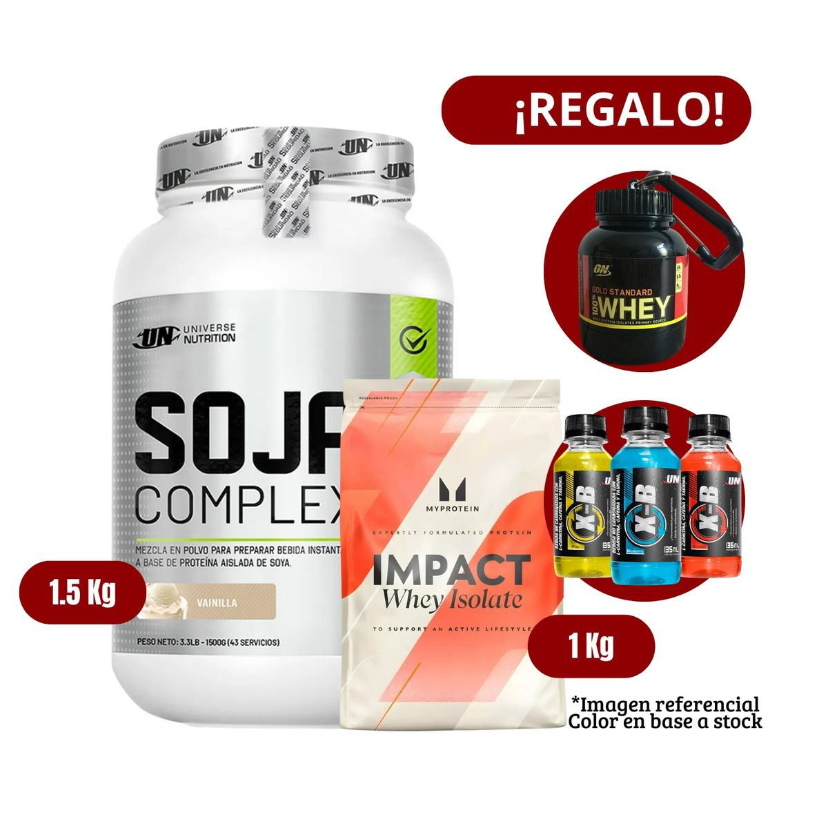 UNIVERSE NUTRITION - Proteína Soja Complex 15Kg Vainilla+MyProtein 1 Kg+Portaproteína+XB