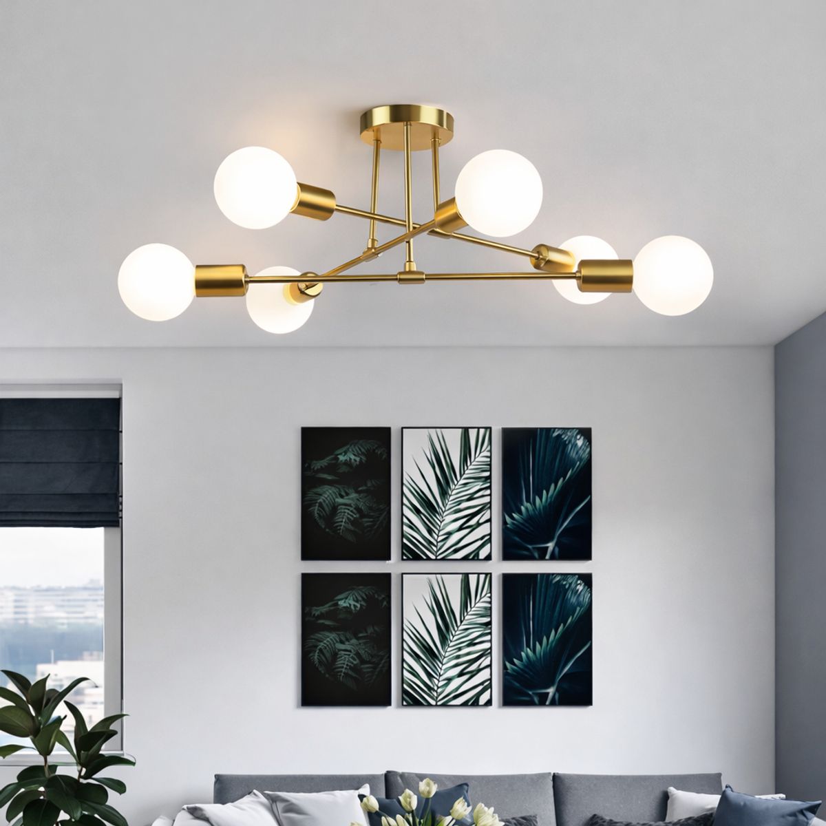 GENERICO - LÁMPARA COLGANTE DORADO MODELO ARAÑA INCLUYE SEIS FOCOS