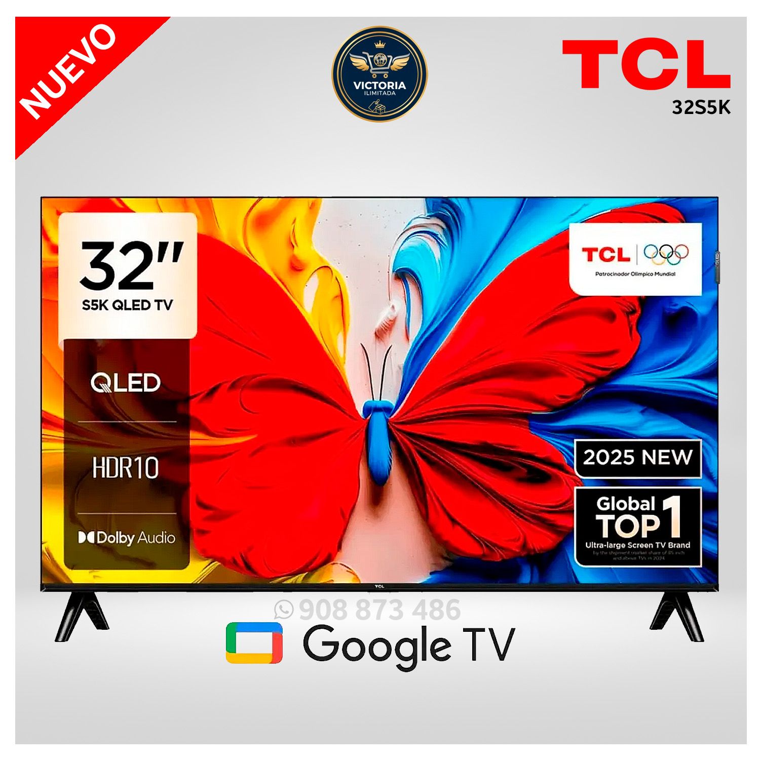 Televisor TCL 32 QLED Full HD Smart TV 32S5K Google TV TCL