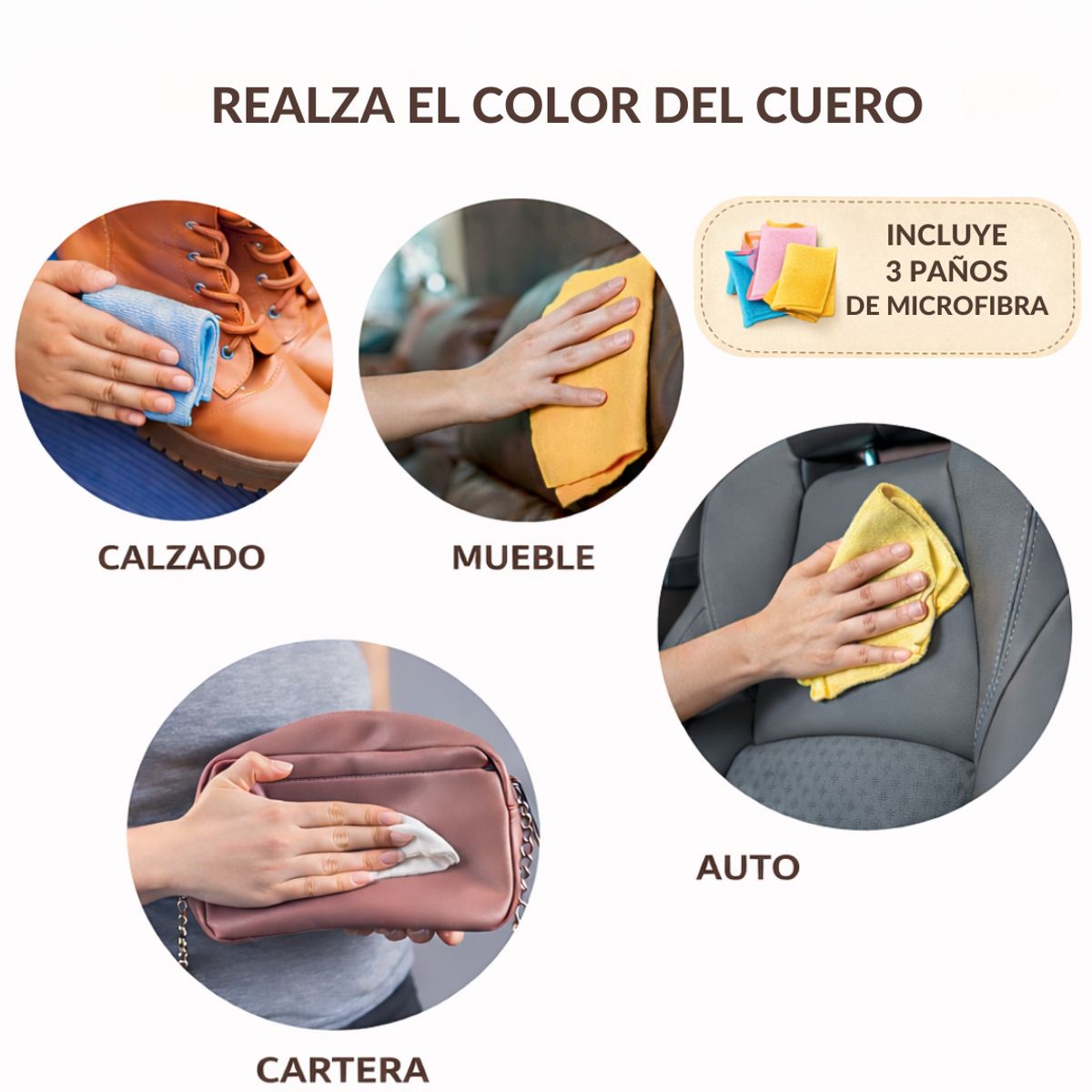GENERICO - Crema para cuero protector hidratante limpieza zapatilla cartera Kit