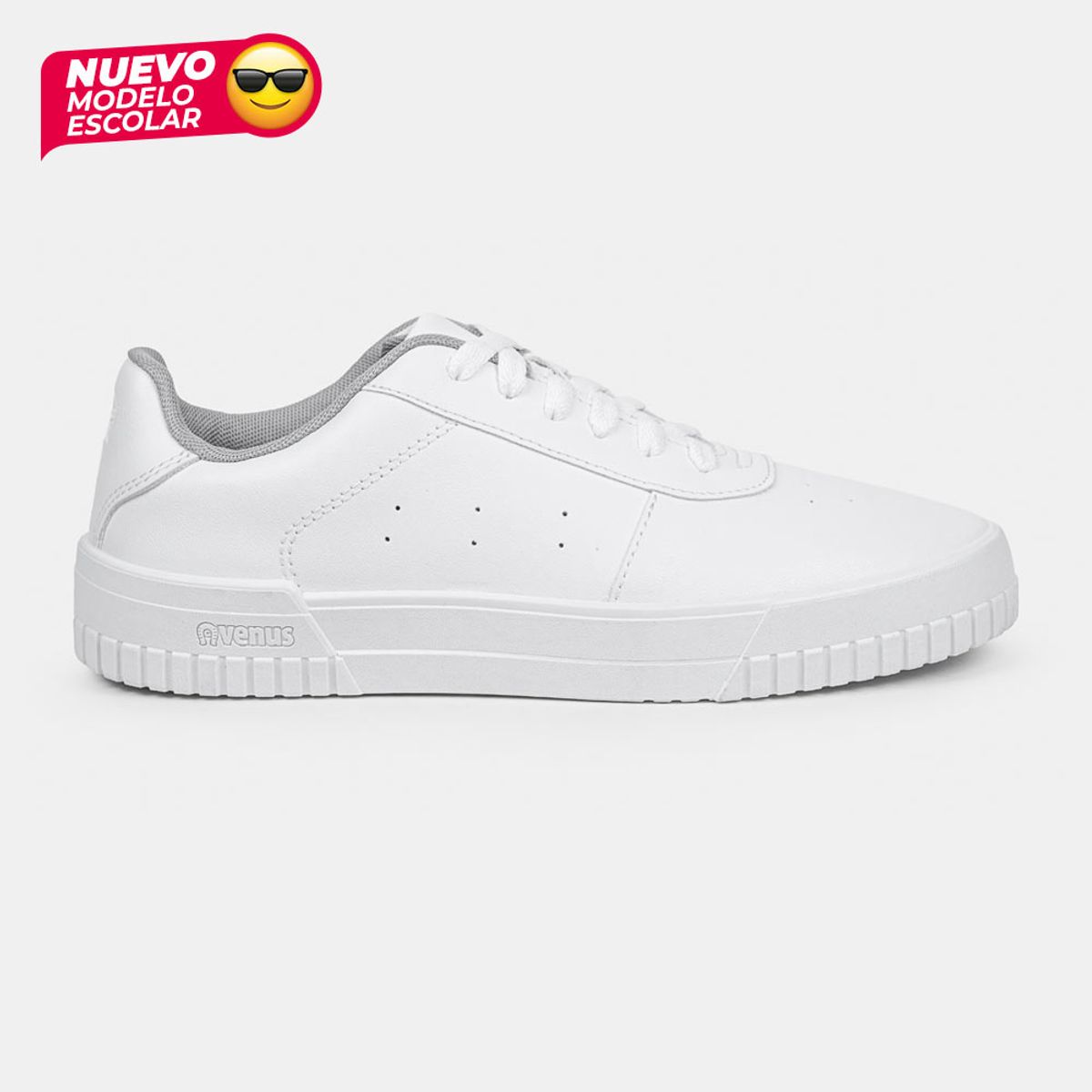 VENUS - Zapatilla Escolar Venus Vibe Pasador Blanco