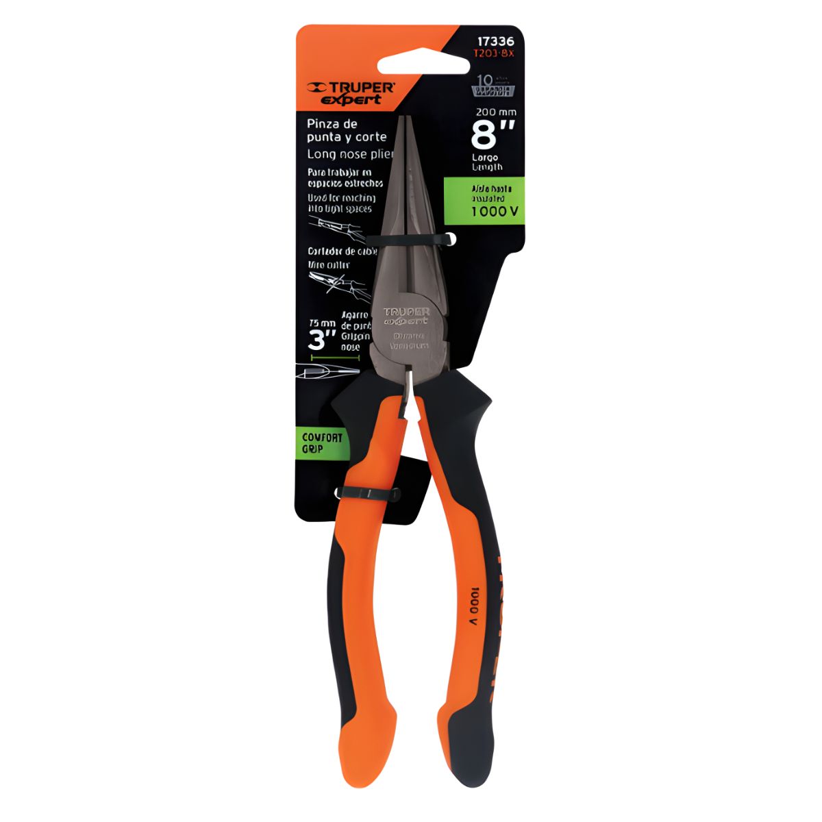TRUPER - Alicate Punta y Corte 8" Aislado Truper 17336