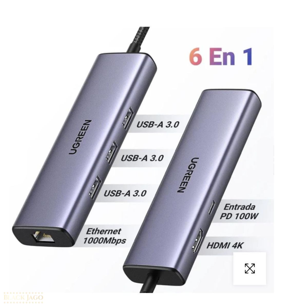 UGREEN - Adaptador USB Hub Ugreen 6 en 1 tipo C CM512 15598