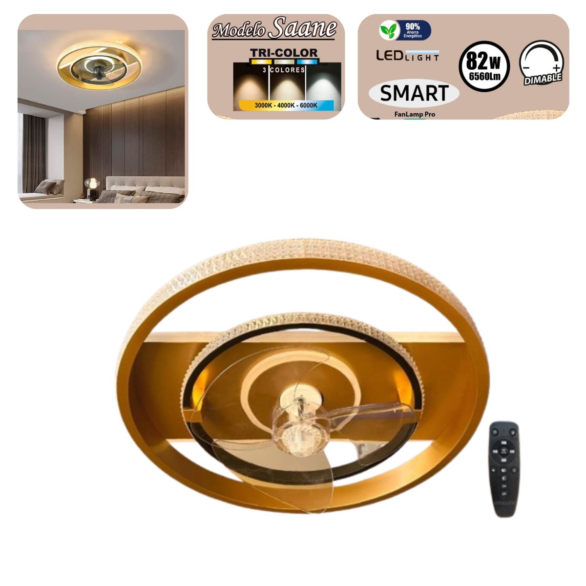 OPALUX - LAMPARA VENTILADOR CON LUZ LED SMART