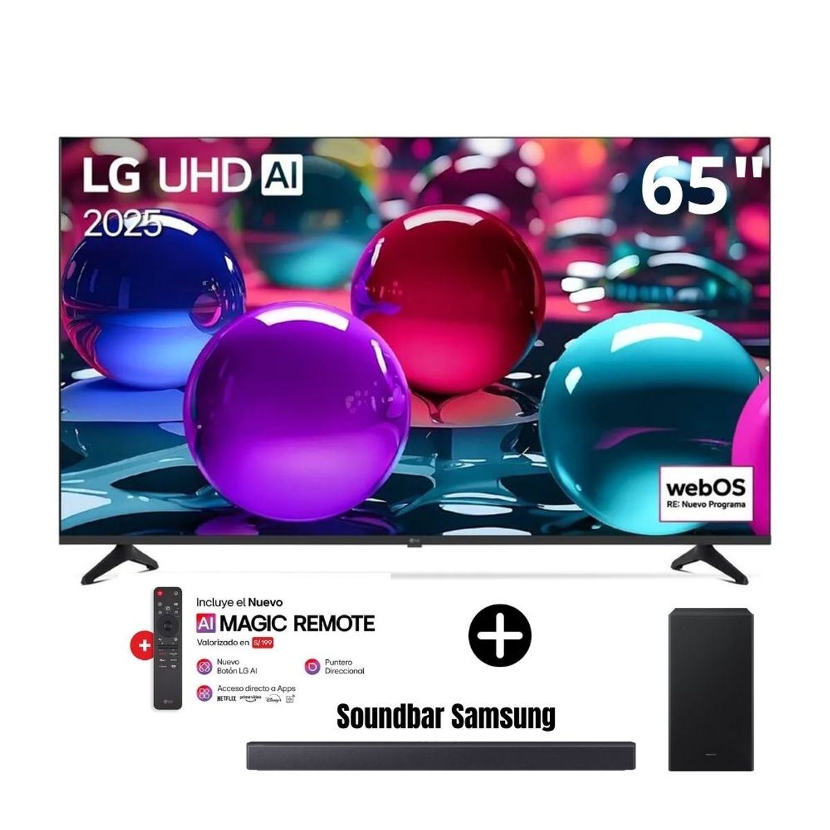 LG - Televisor LG 65 4K UHDSmart TV  AI ThinQ 65UA7300PSB + SOUNDBAR SAMASUNG