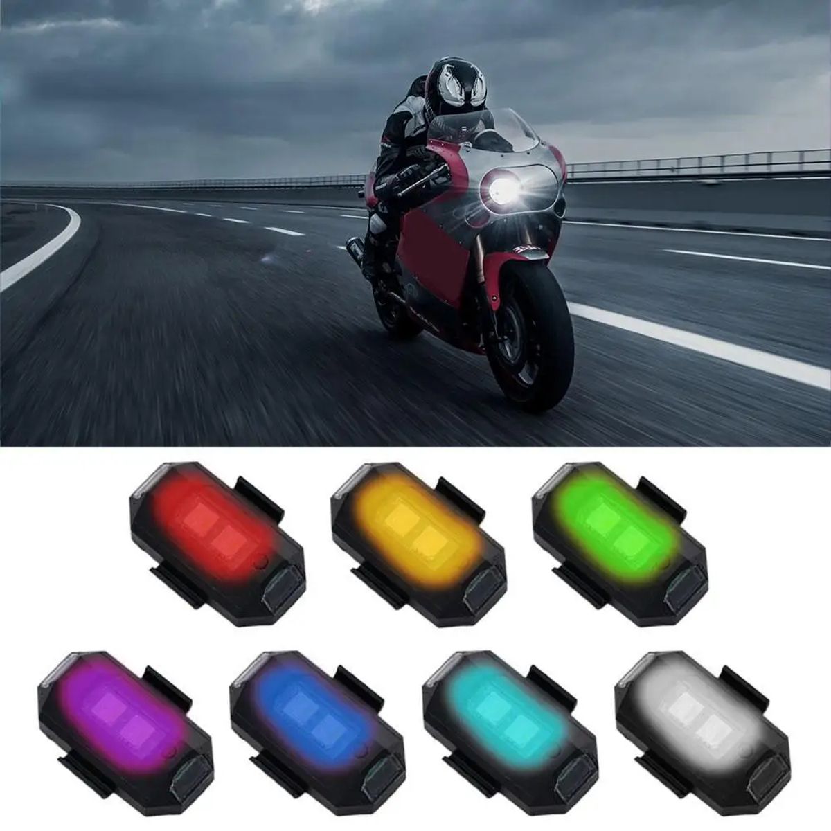 GENERICO - Pack 2 und. Mini Luz LED Estroboscópica Anticolisión USB para Drones Bicicletas 7 Colores Genieka