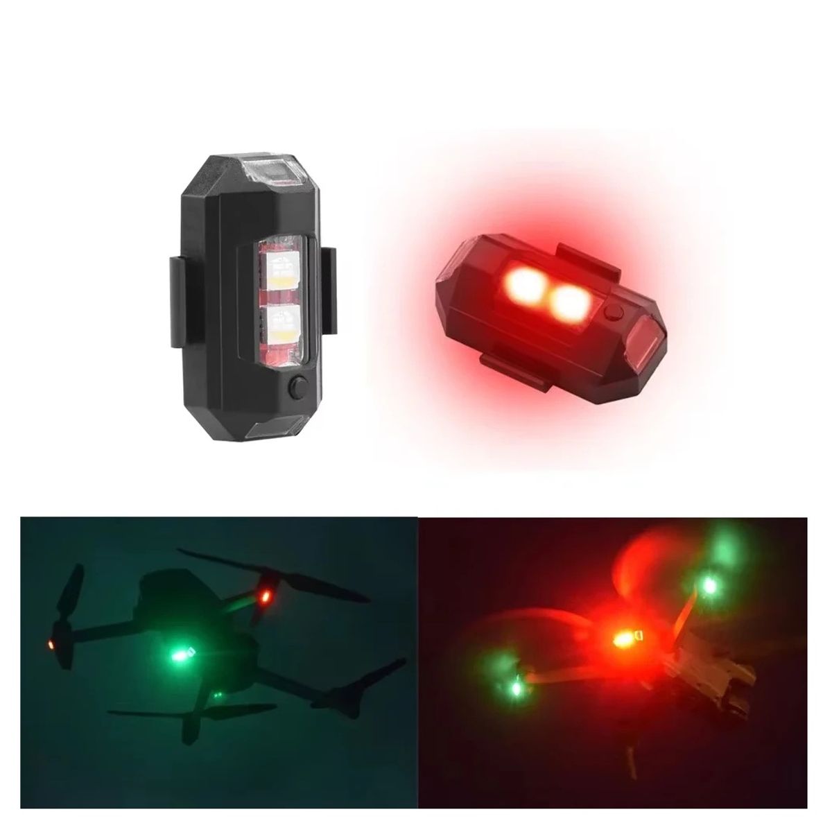 GENERICO - Pack 2 und. Mini Luz LED Estroboscópica Anticolisión USB para Drones Bicicletas 7 Colores Genieka