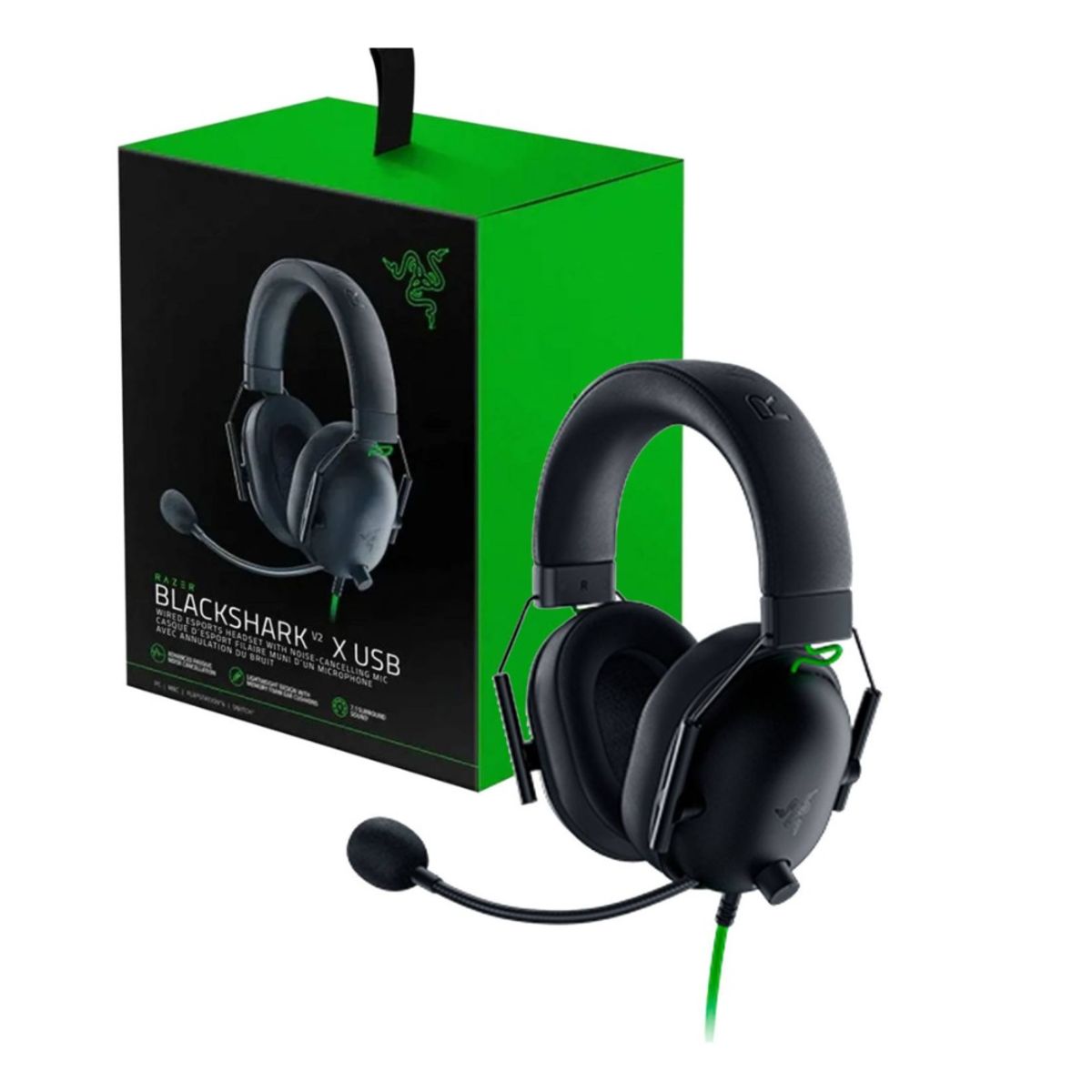 RAZER - Audifono Razer Blackshark V2 X USB 50MM Cancelacion 7.1 Negro RZ04-04570100-R3U1