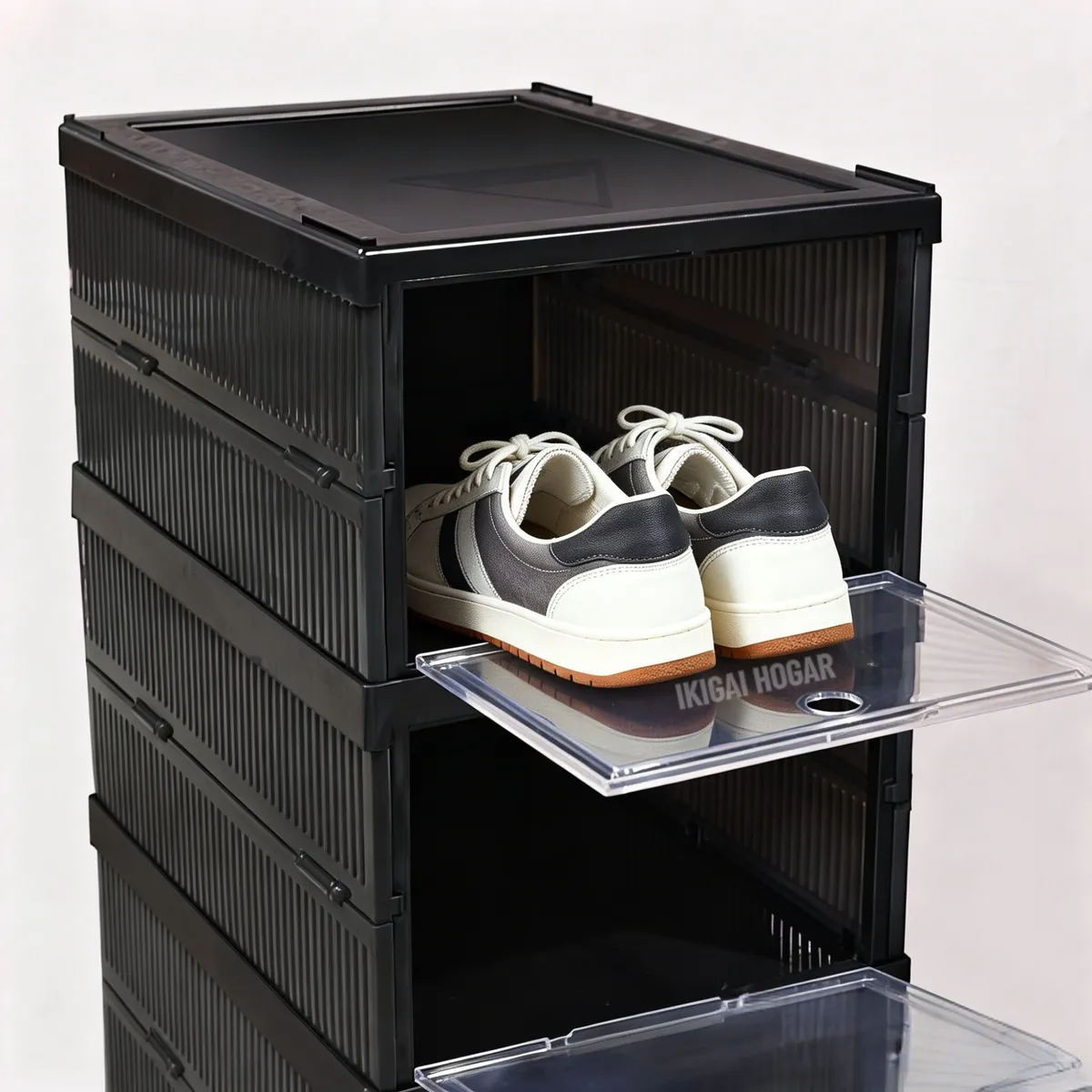 Zapatera Plegable Para 6 Pares Con Cuerpo Translúcido Negro, marca GENERICO - Foto 2