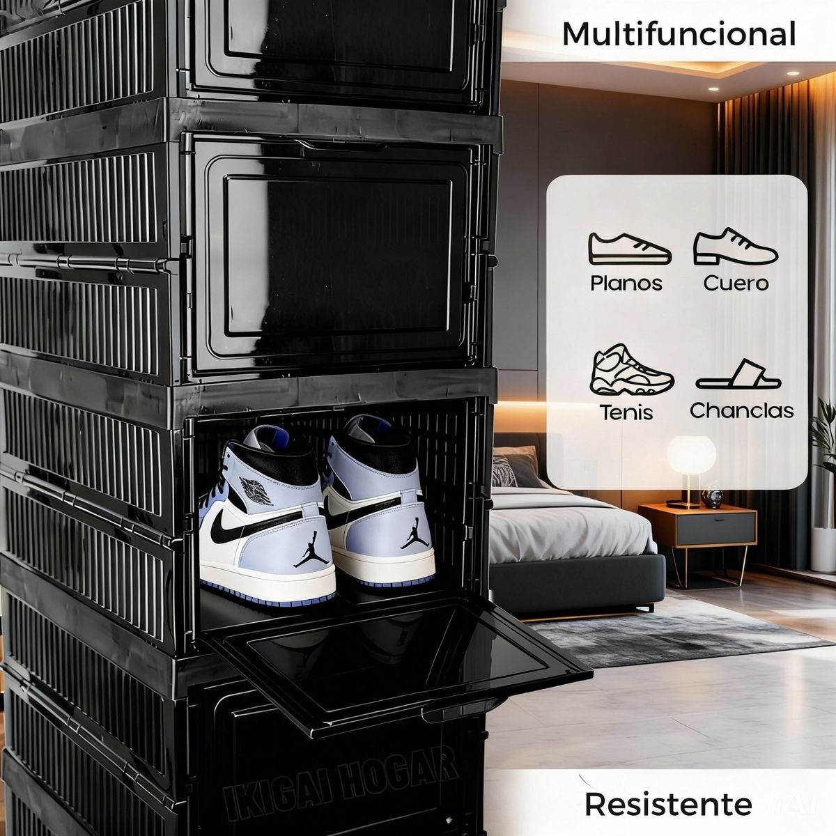 GENERICO - Organizador De Zapatos Plegable De 6 Niveles Negro Translúcido