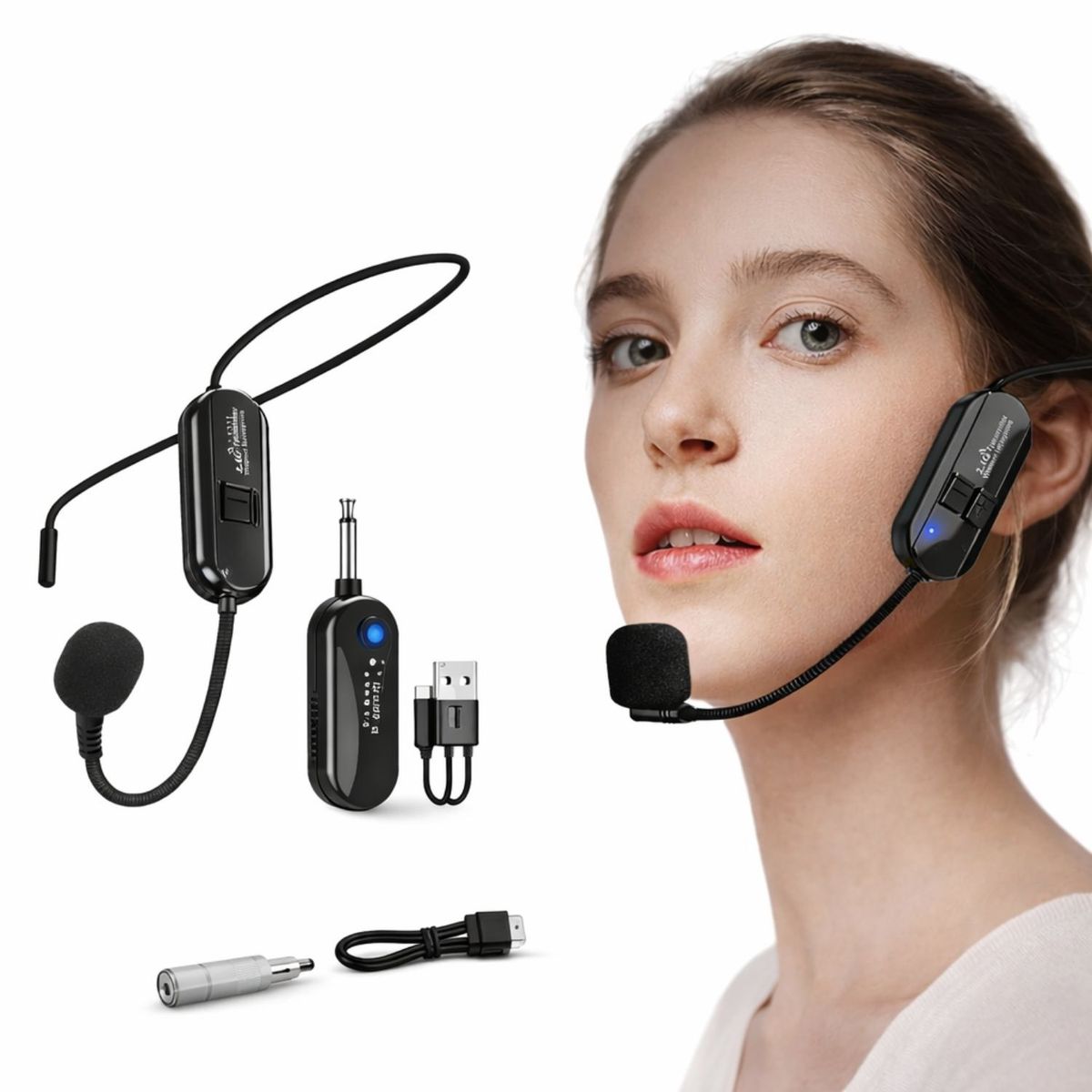 GENERICO - Micrófono Inalámbrico de Diadema con Receptor para Parlantes y Amplificadores