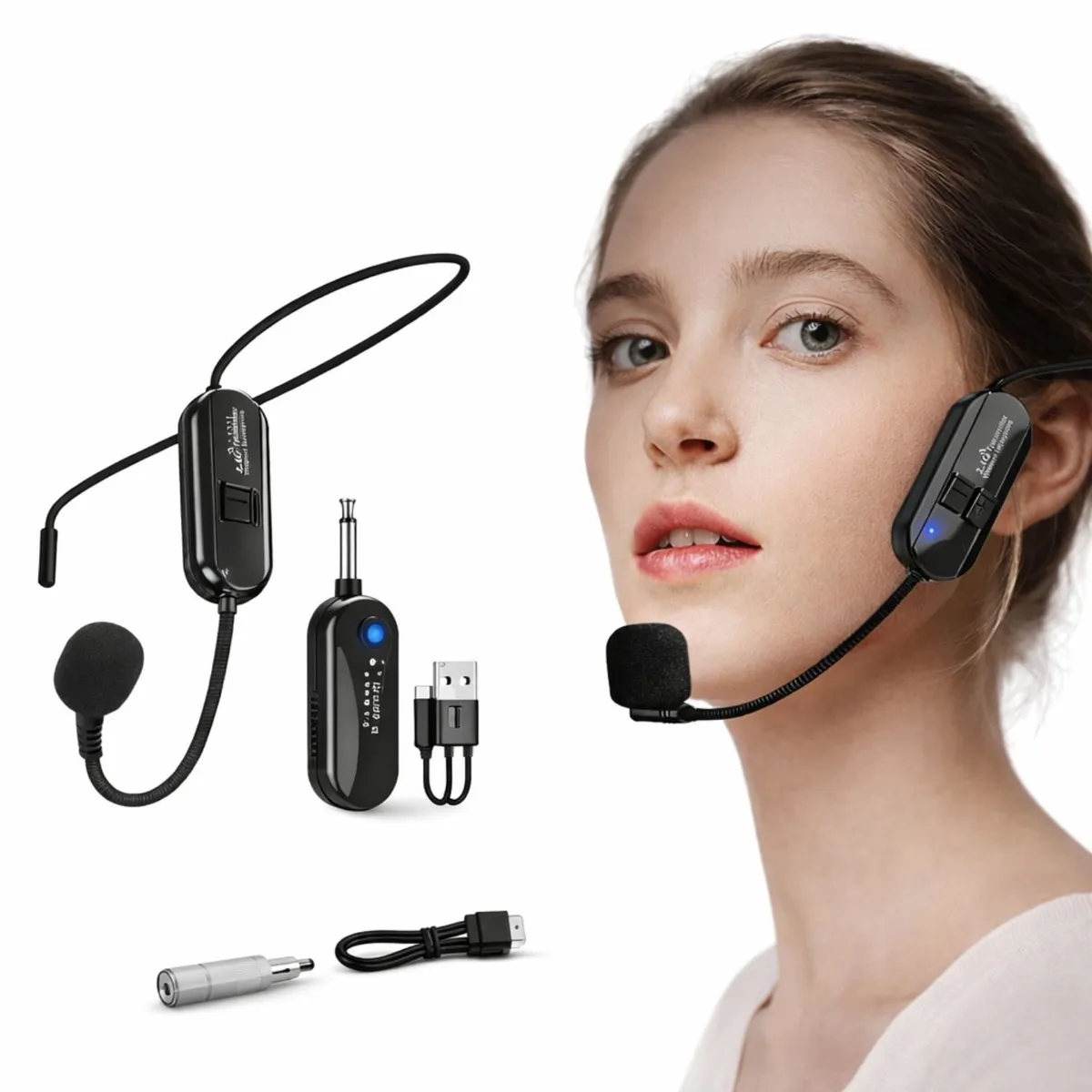 GENERICO - Micrófono Inalámbrico de Diadema con Receptor para Parlantes y Amplificadores