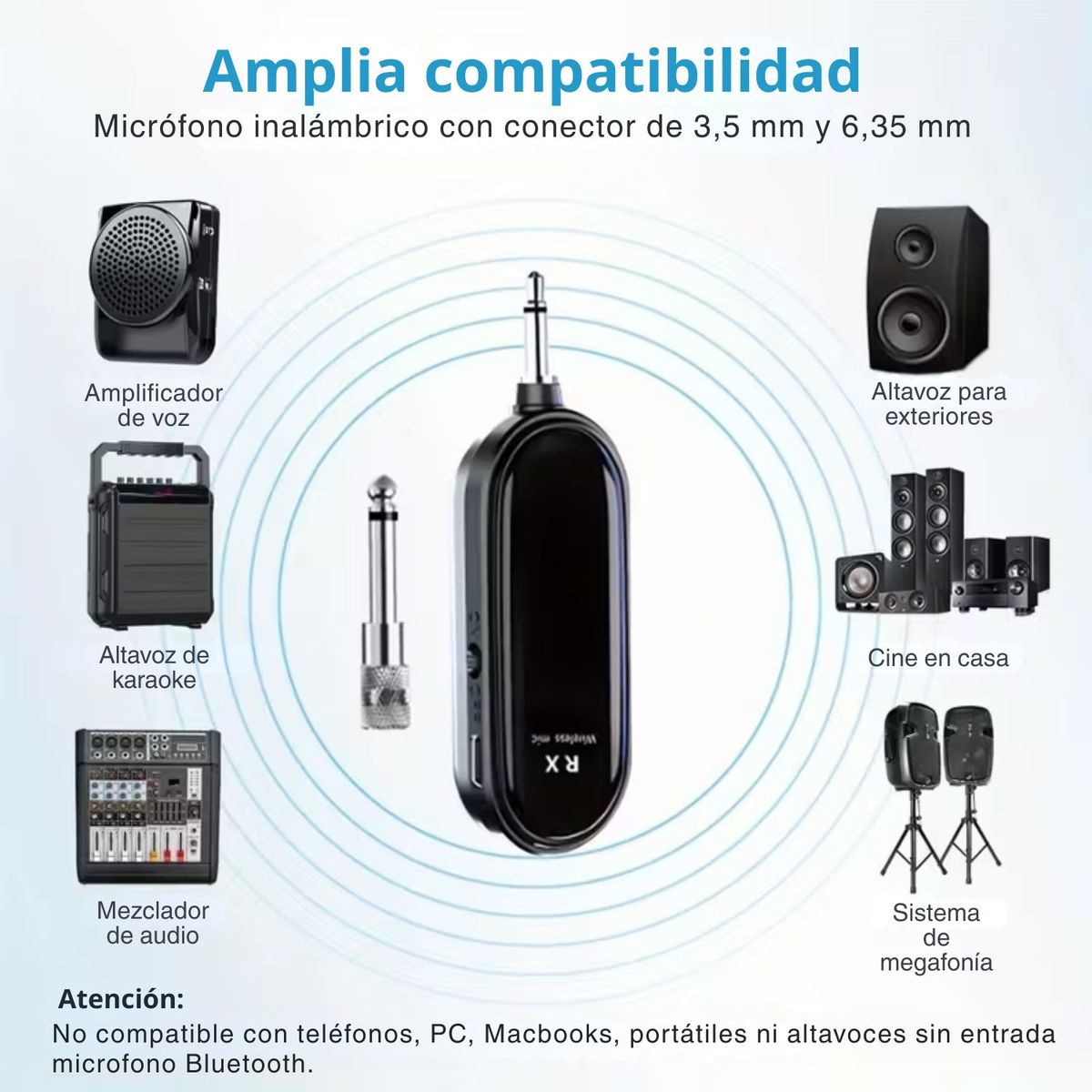 GENERICO - Micrófono Inalámbrico de Diadema con Receptor Compatible con Parlantes y Amplificadores