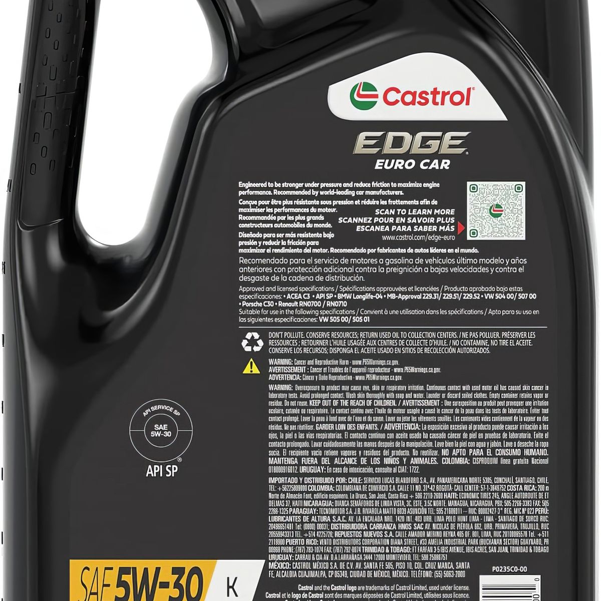 CASTROL - Aceite de Motor EDGE Auto Euro K 5W-30 Galon 5QT