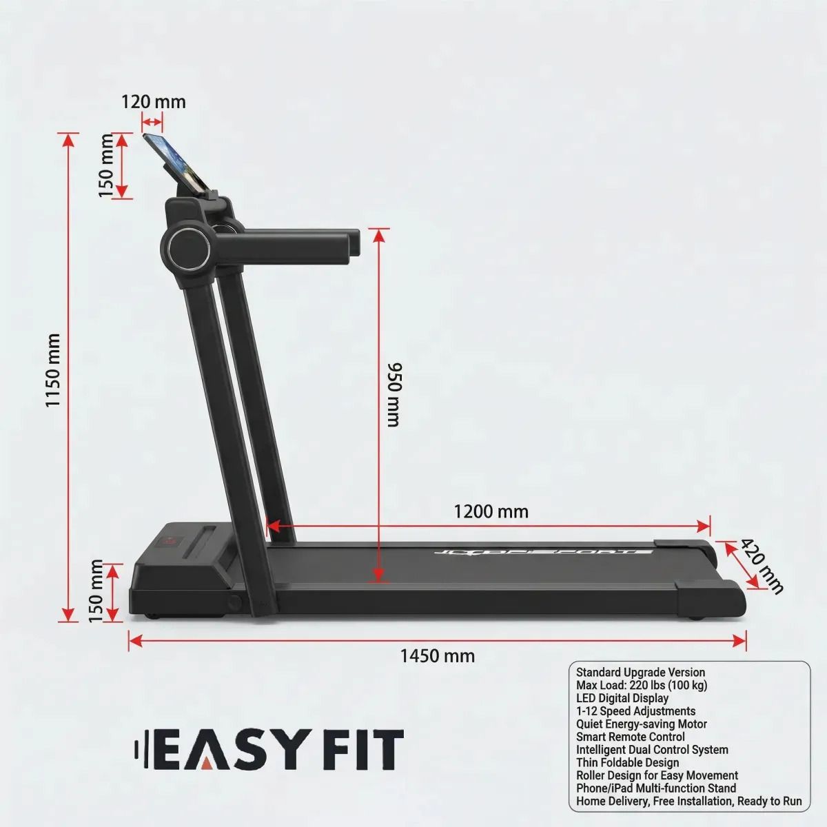 EASY FIT - Trotadora 6 Kmh Color Negro