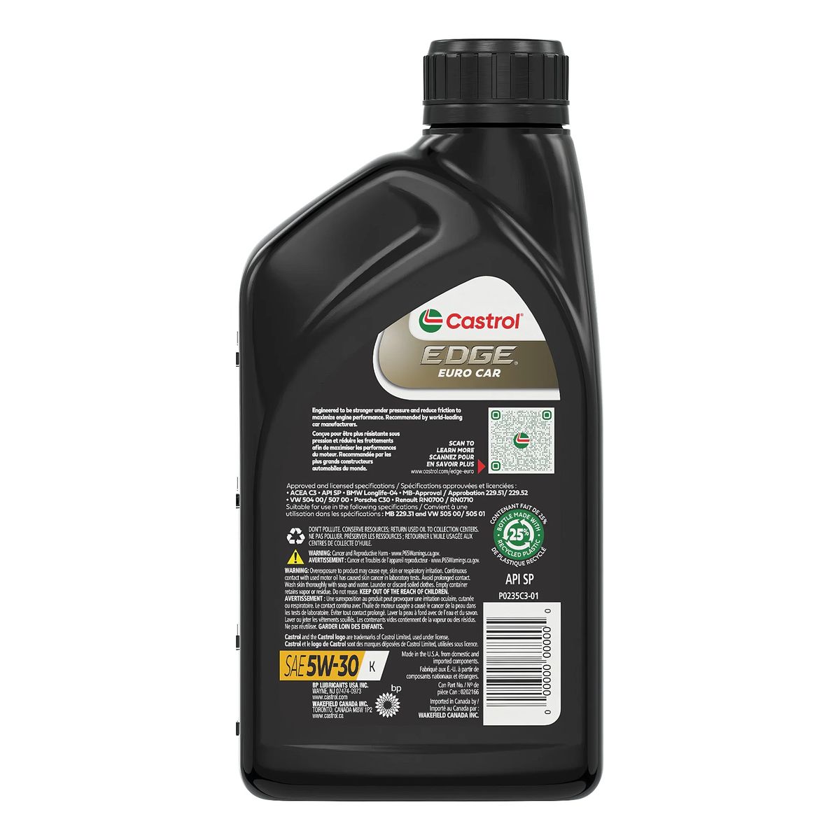 CASTROL - Aceite de Motor EDGE Auto Euro 5W-30 1QT
