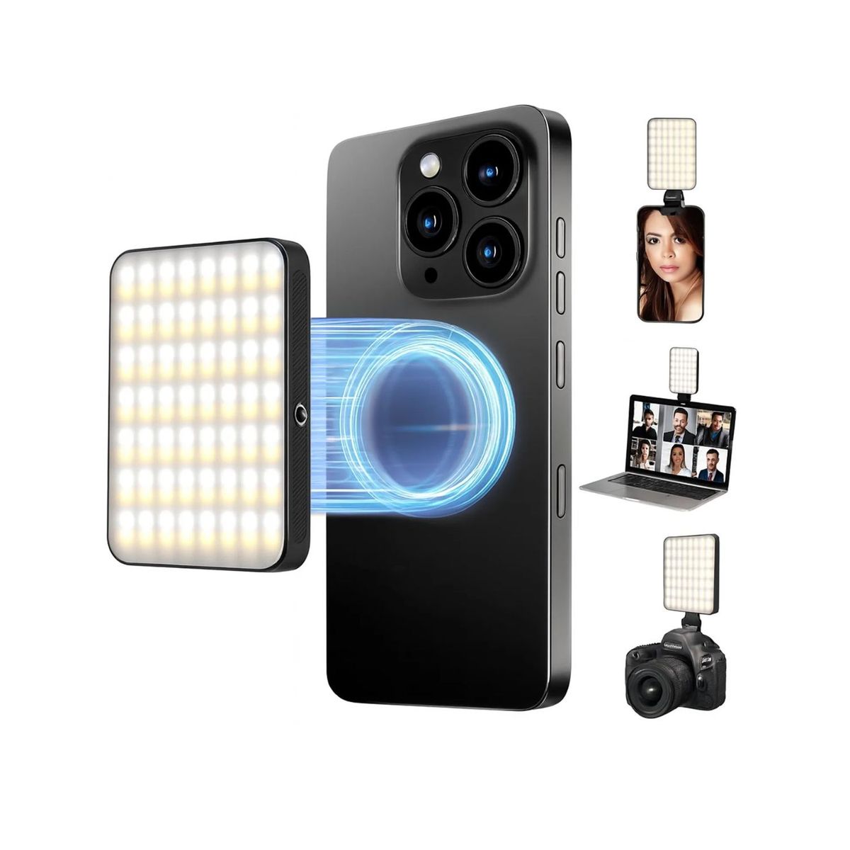 OEM - LUZ LED MAGNETICA RGB PRO PARA CELULAR RECARGABLE PROFESIONAL PARA Selfies Videos y Streaming
