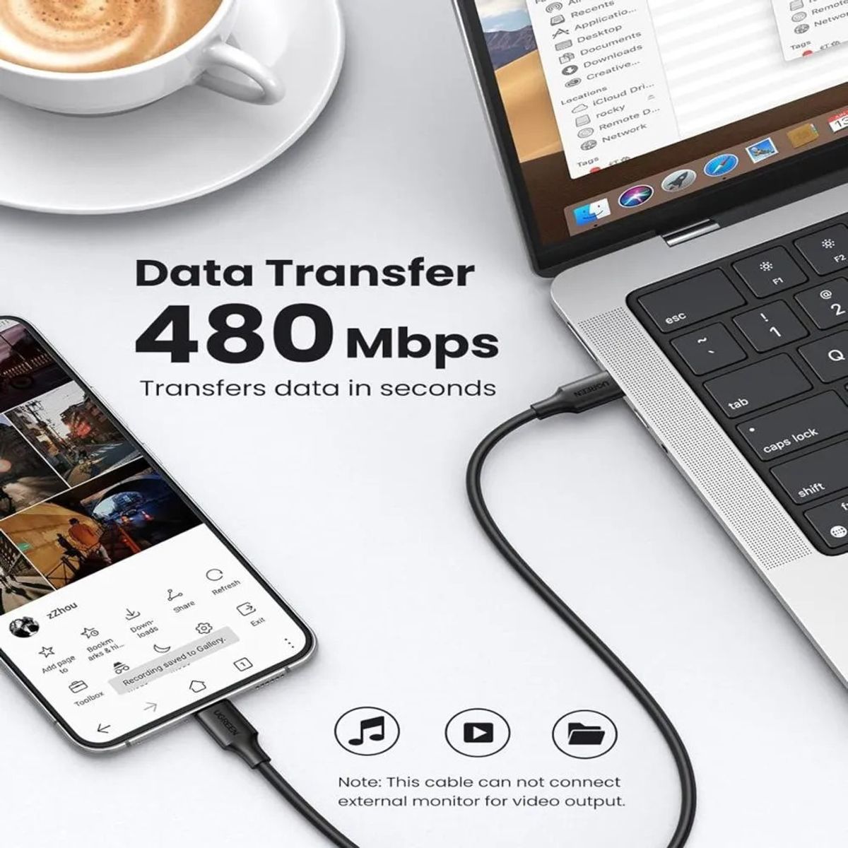 UGREEN - Cable USB C Ugreen Carga Rapida Negro US286 50997