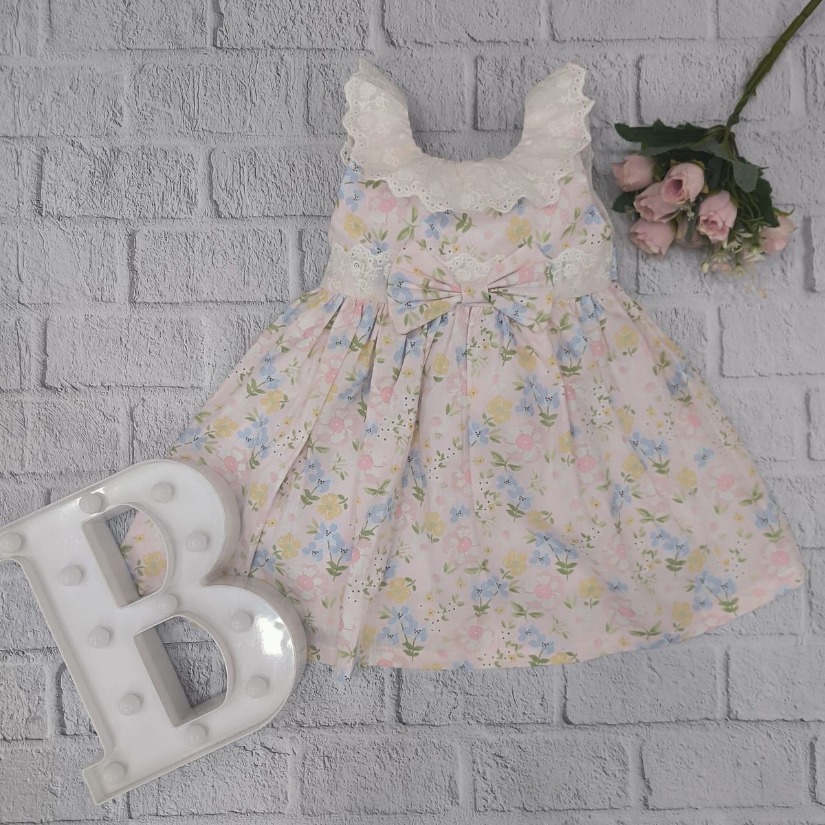 BANNITAS - VESTIDO CASUAL LUCIA FLOREADO PARA NIÑAS ROSADO 12M