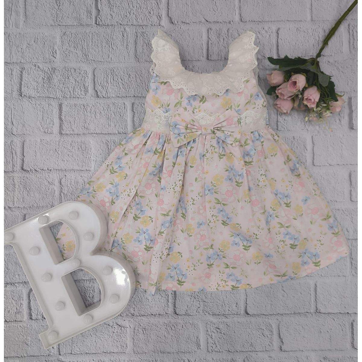BANNITAS - VESTIDO CASUAL LUCIA FLOREADO PARA NIÑAS ROSADO 12M