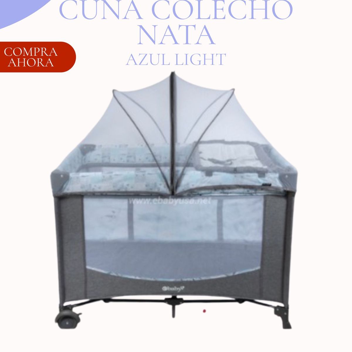 EBABY - Cuna Colecho Corral NALA con cambiador AZUL LIGHT