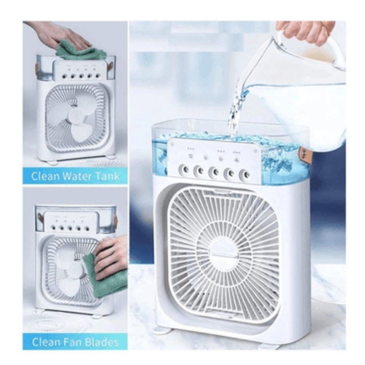 GENERICO - VENTILADOR ENFRIADOR DE AIRE 3 EN 1 - VERDE/BLANCO