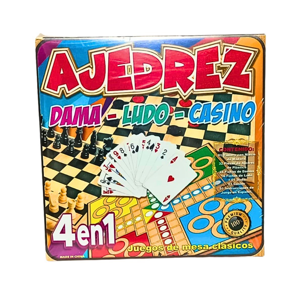 Set de Juegos de Mesa 4 en 1: Ajedrez, Dama, Ludo y Casino, marca GENERICO - Foto Principal