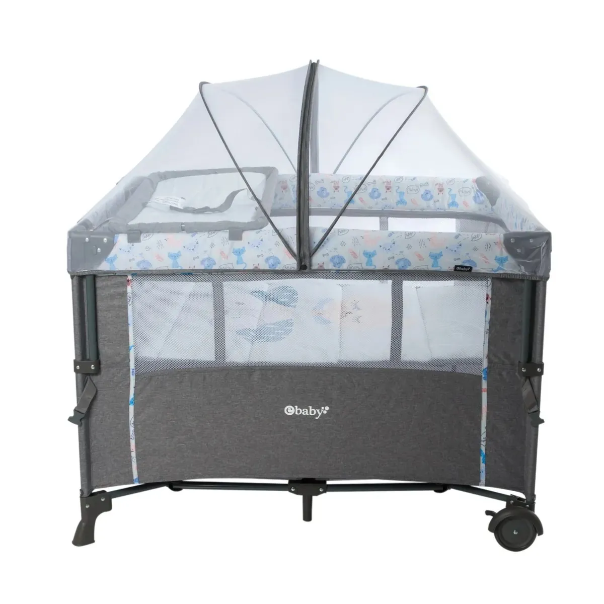 EBABY - Cuna Colecho Corral NALA con cambiador Azul Litgh