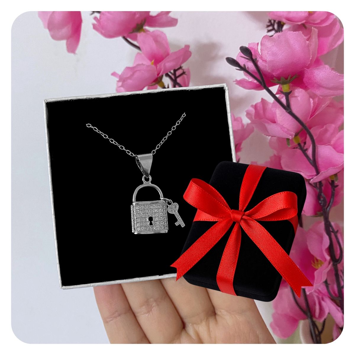 KARMY - Collar Mujer Candado Llave Regalo Novia San Valentín Acero Plateado