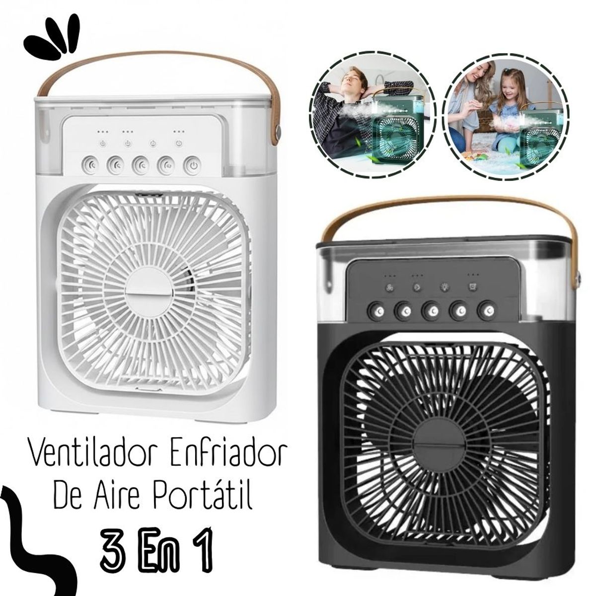 GENERICO - VENTILADOR ENFRIADOR DE AIRE 3 EN 1 -  Negro o Blanco