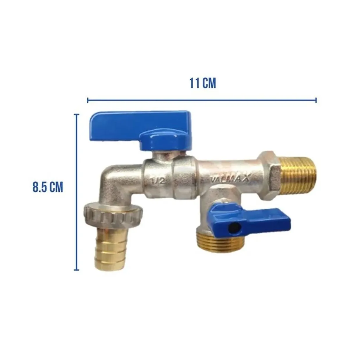 VALMAX - CAñO LLAVE DOBLE SALIDA DE BRONCE PESADO PARA LAVANDERIA - VALMAX