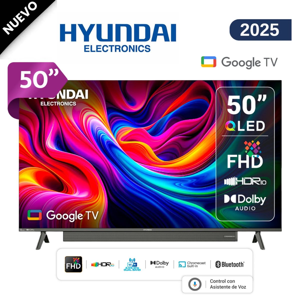 HYUNDAI - TELEVISOR 50” QLED  HYUNDAI SMART TV  Google TV  HYLED5029QFG