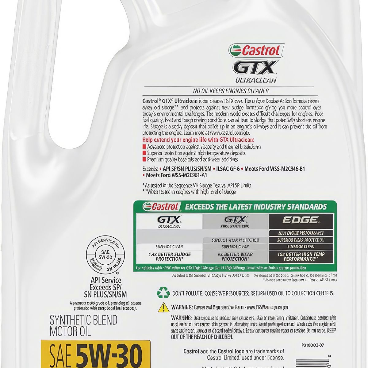 CASTROL - Aceite de Motor GTX Ultra Clean Doble Acción 5W-30 Galón