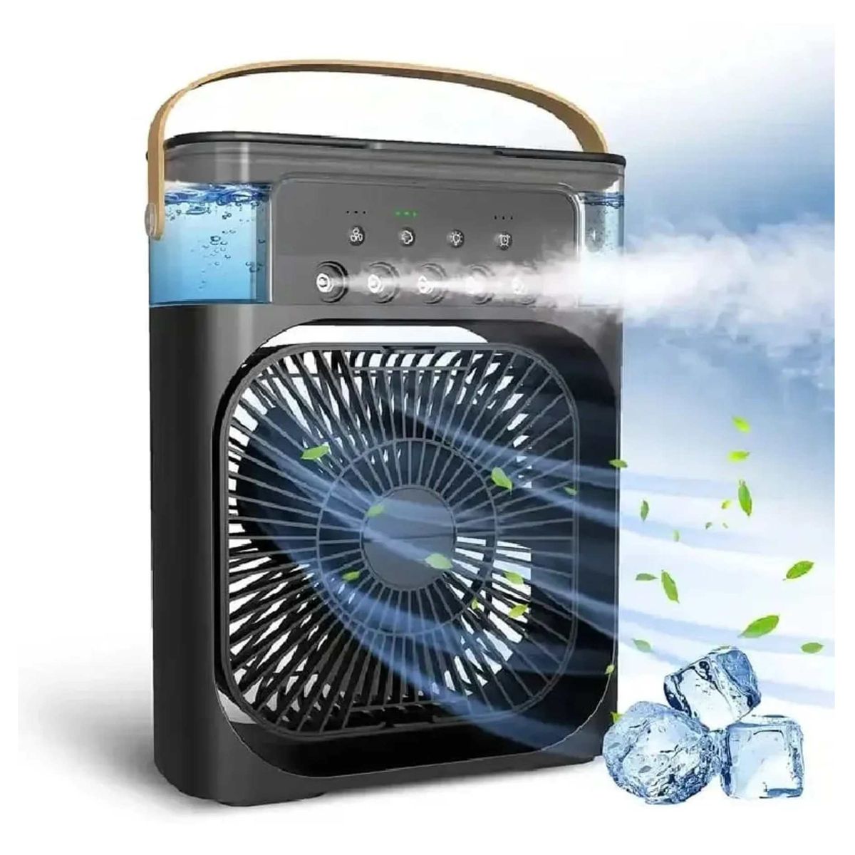 SEISA - Ventilador Humificador 2 en 1 Enfriador de Aire Portatil Luces RGB