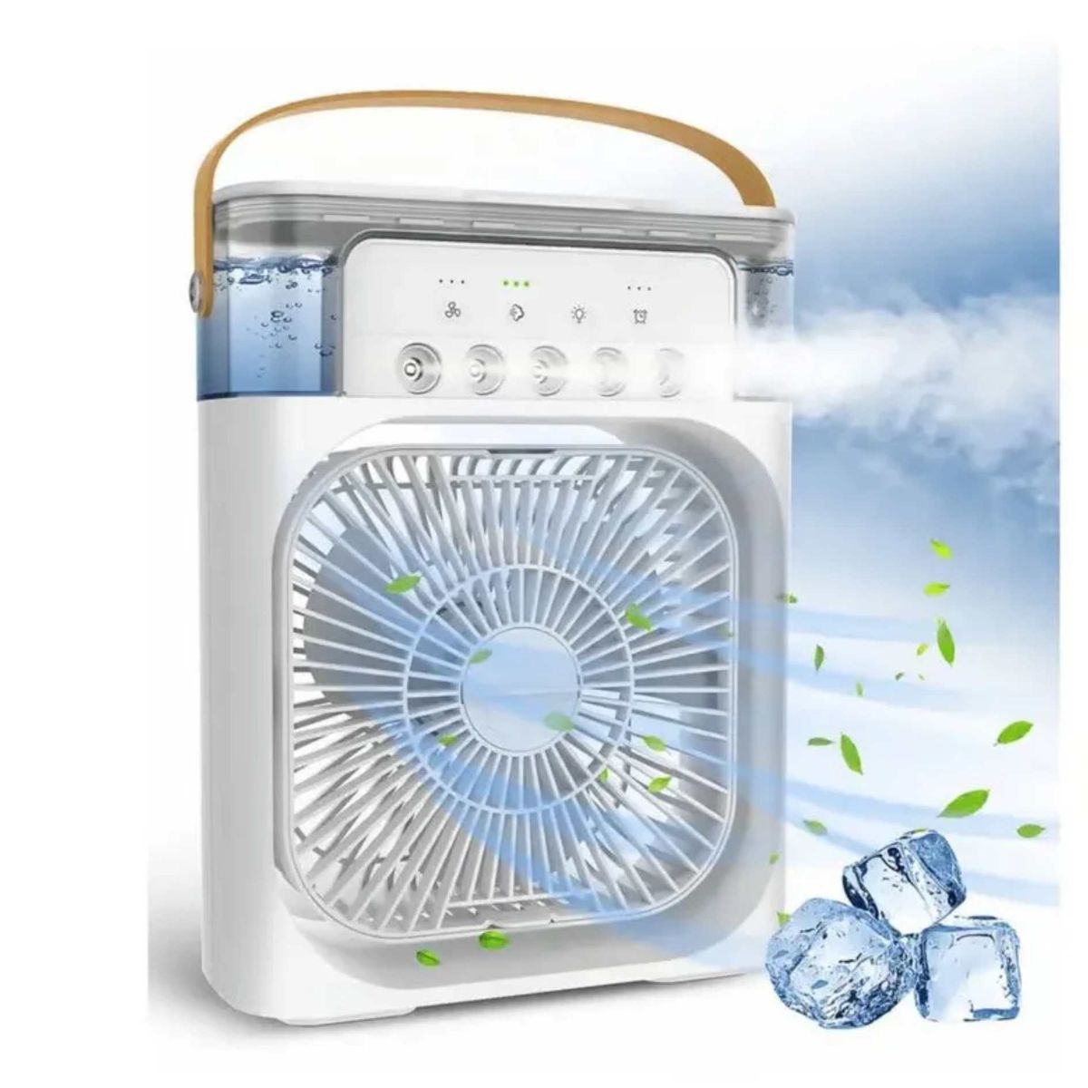 SEISA - Ventilador Humificador 2 en 1 Enfriador de Aire Portatil con Luces LED