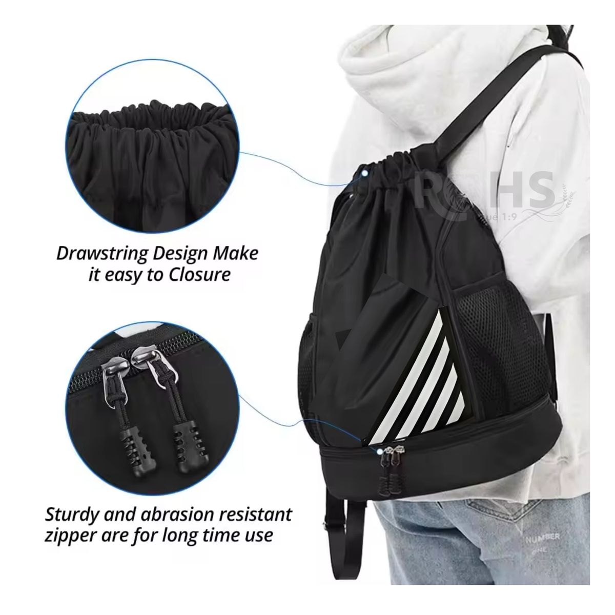 OEM - Mochila Backpack Deportiva Multifuncional UNISEX - Negro