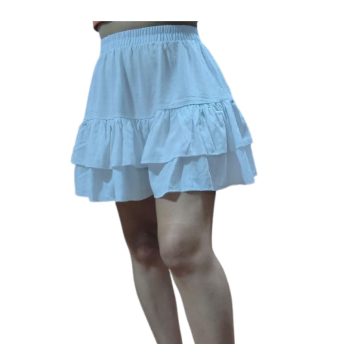 GENERICO - FALDA SHORT CON DOBLE VOLANTE DE BLONDA