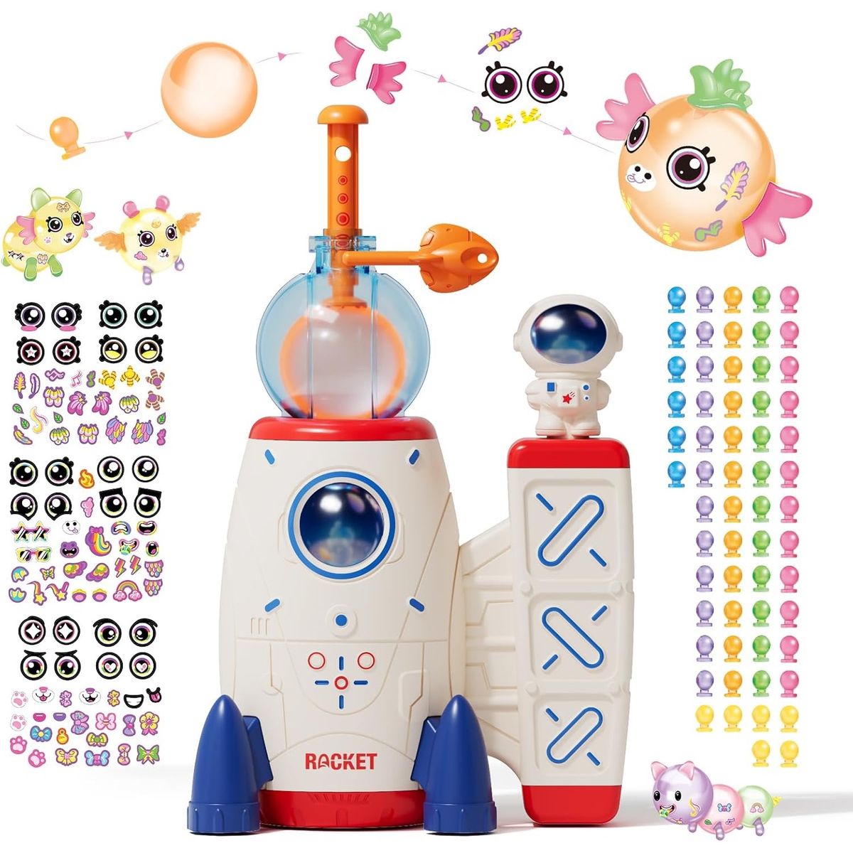 GENERICO - Kit de manualidades Cohete espacial con bomba infla globos adhesivos creativos