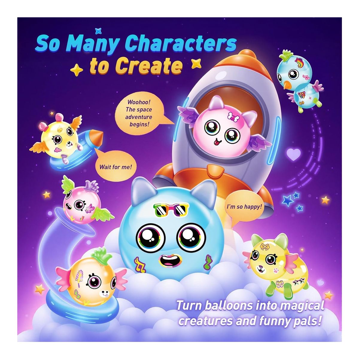 GENERICO - Kit de manualidades Cohete espacial con bomba infla globos adhesivos creativos