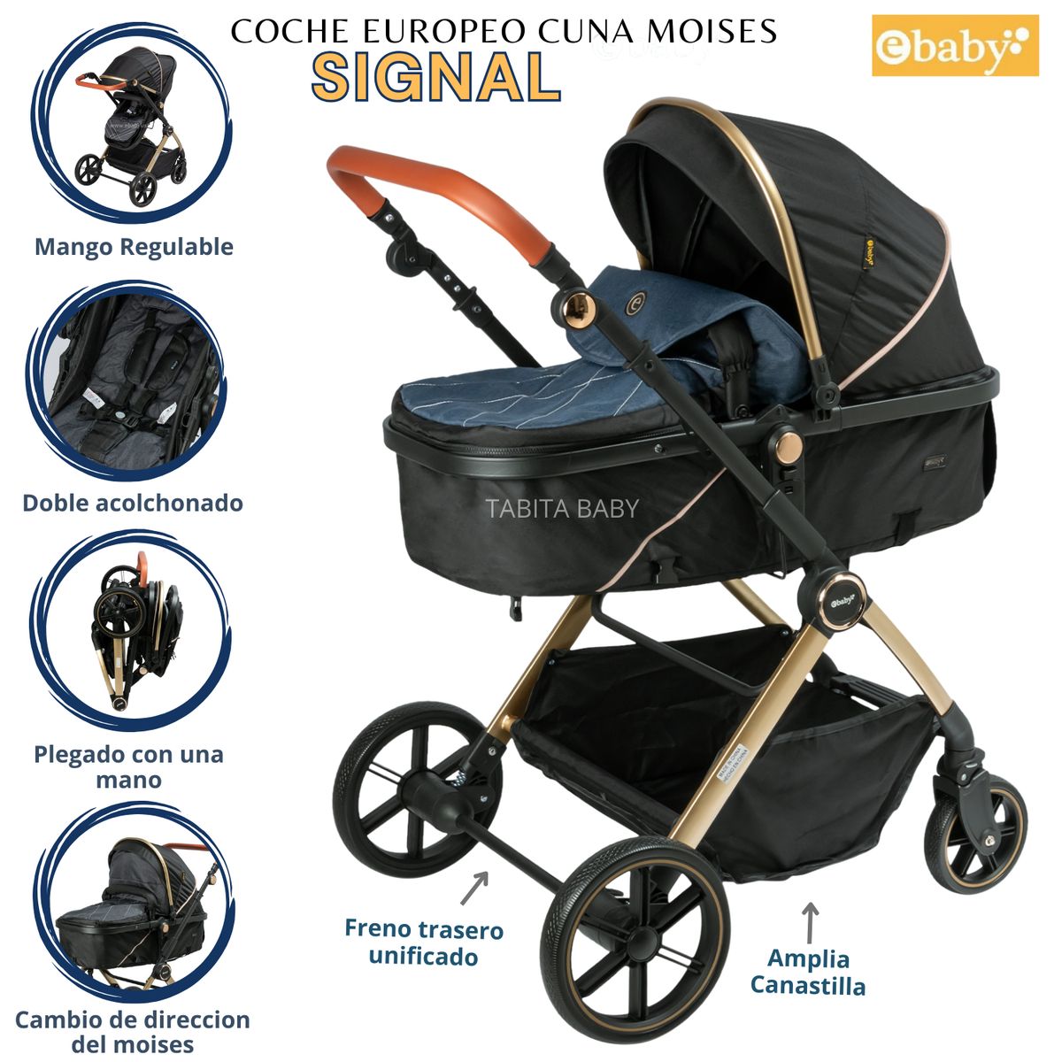 EBABY - COCHE CUNA MOISES EUROPEO SIGNAL AZUL
