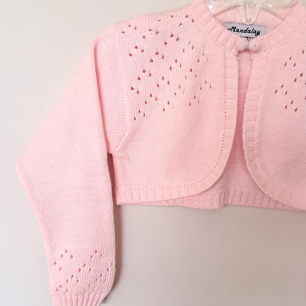 GENERICO - BOLERO CHAQUETA CORTA TORERITA NIÑA MANGA LARGA FLORvMANDALAY KNITS