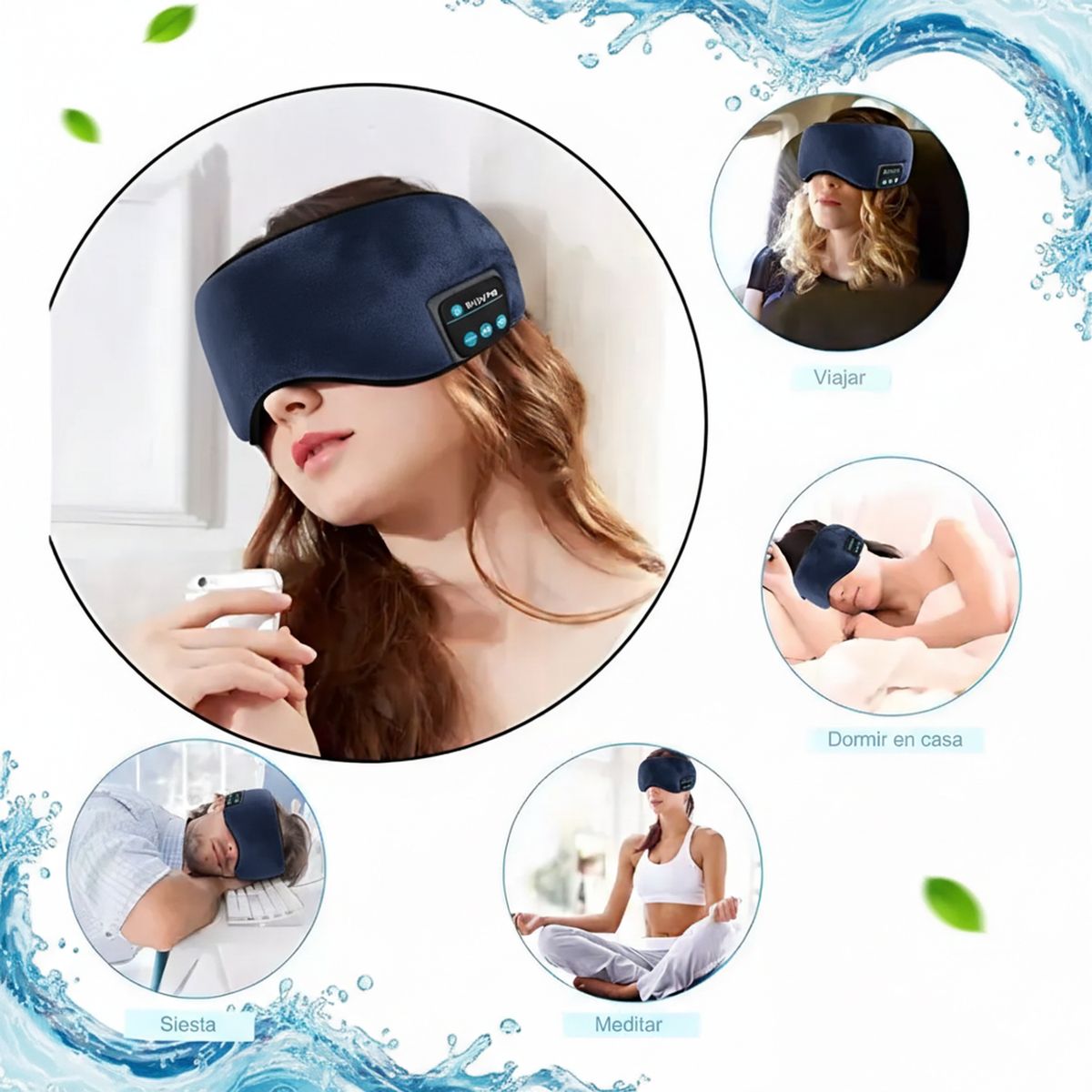 GENERICO - Máscara para Dormir con Audífonos Bluetooth - Azul marino