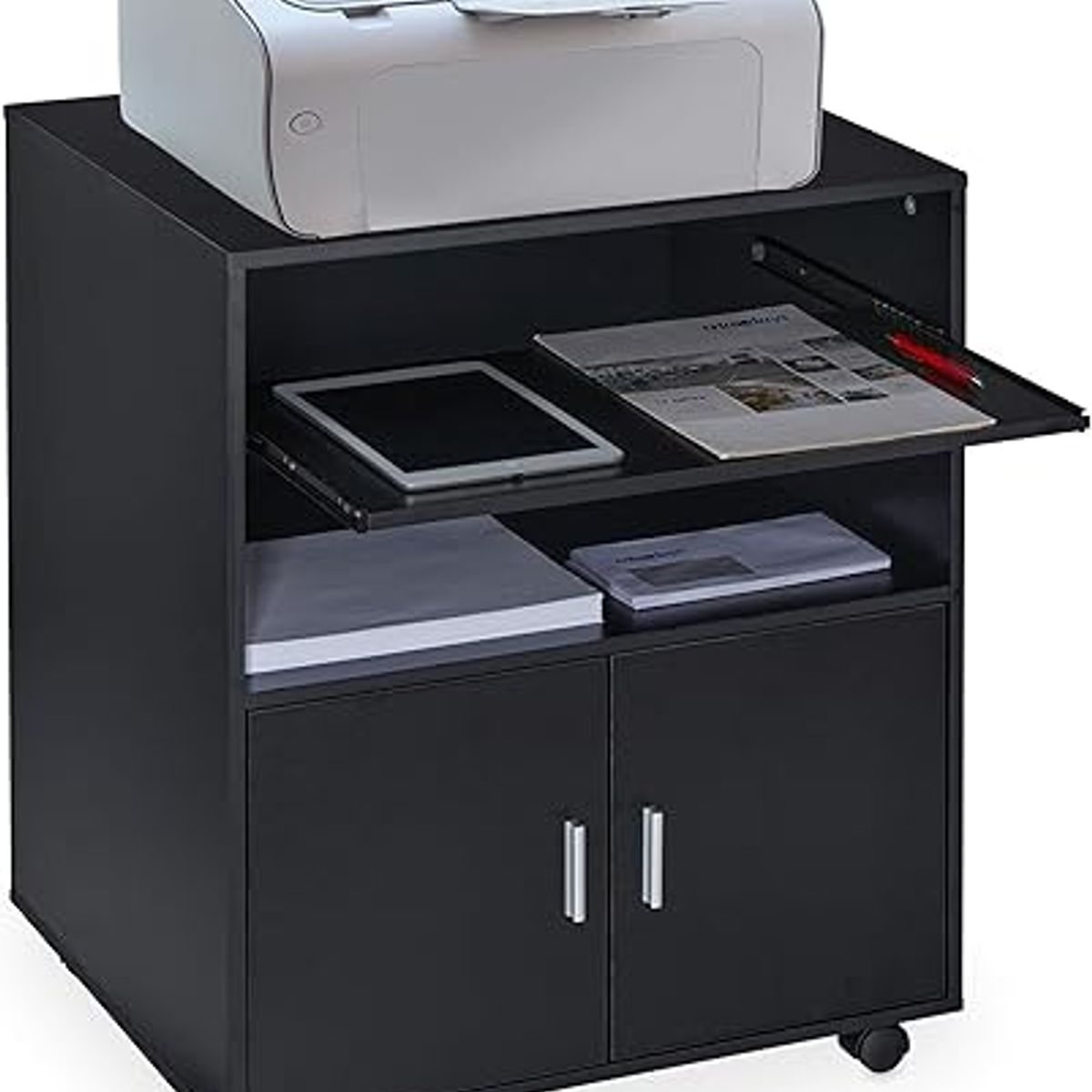 GENERICO - MUEBLE AUXILIAR PARA IMPRESORA 2 PUERTAS MOVIBLE