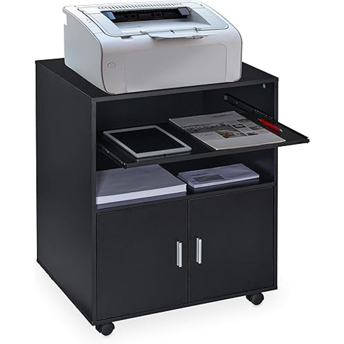 GENERICO - MUEBLE AUXILIAR PARA IMPRESORA 2 PUERTAS MOVIBLE